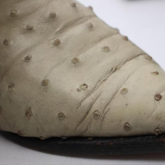 Nocona Men’s Cowboy Boots 7 EE Full Quill Ostrich Leather, Western, Cream/Ivory - Picture 12 of 16